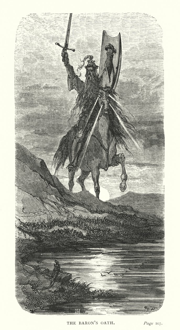 Il giuramento del barone (incisione) da Gustave Dore