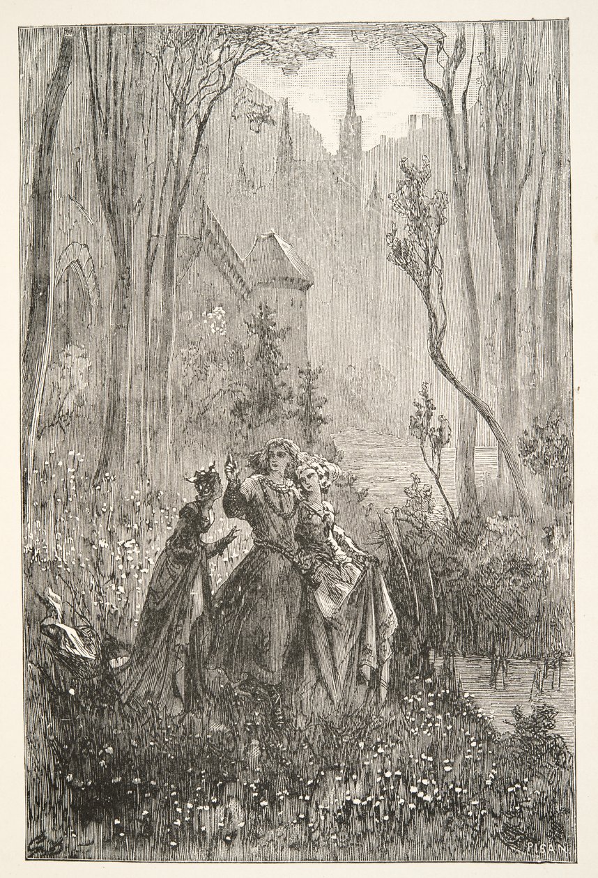 La Contessa della Fontana e le sue Damigelle, da Stories of the Days of King Arthur di Charles Henry Hanson, pub.1898 da Gustave Dore