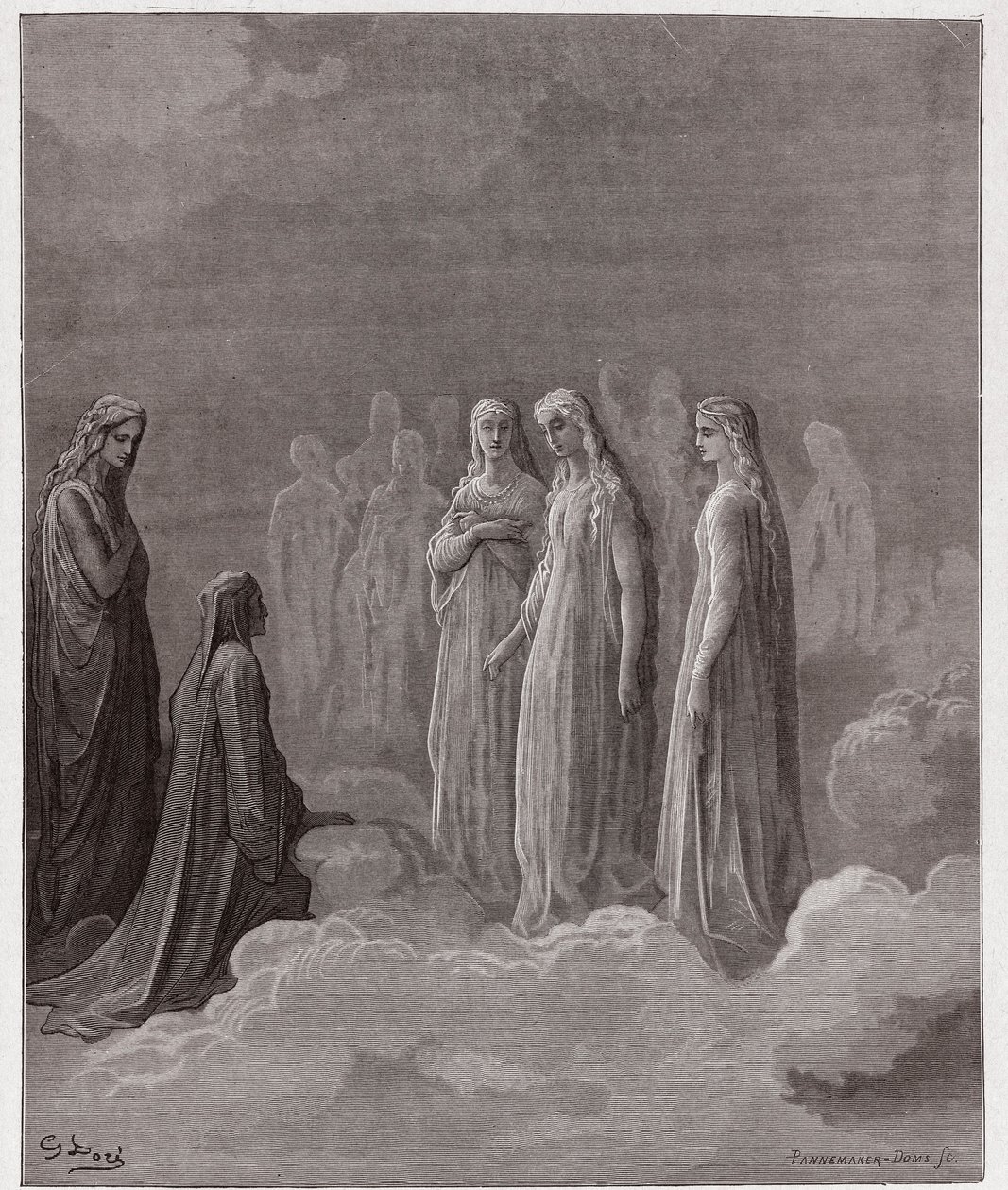 La Divina Commedia, Paradiso, Canto 3: Il primo regno: Piccarda Donati e le anime i cui voti sono stati infranti - di Dante Alighieri (1265-1321) - Illustrazione di Gustave Doré (1832-1883) da Gustave Dore