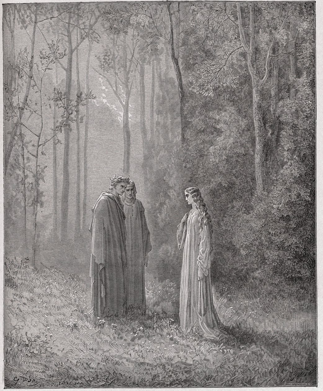La Divina Commedia, Purgatorio, Canto 5: Dante parla con Pia de Tolomei - di Dante Alighieri (1265-1321) - Illustrazione di Gustave Doré (1832-1883) da Gustave Dore