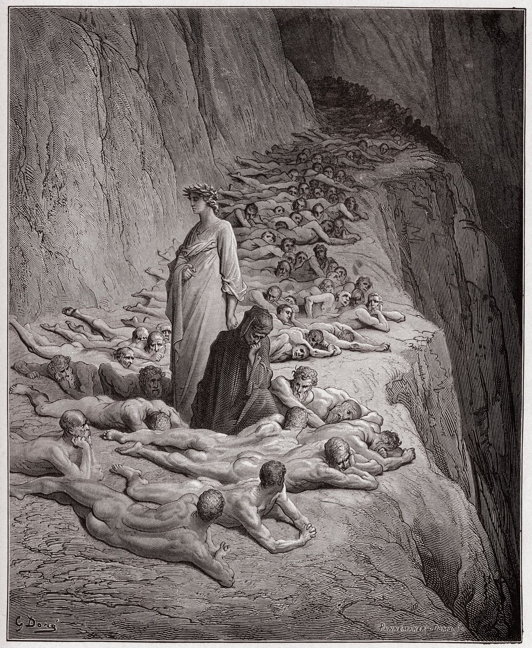 La Divina Commedia, Purgatorio, Canto 19: Le anime degli avari: Adriano V parla a Dante - di Dante Alighieri (1265-1321) - Illustrazione di Gustave Doré (1832-1883) da Gustave Dore
