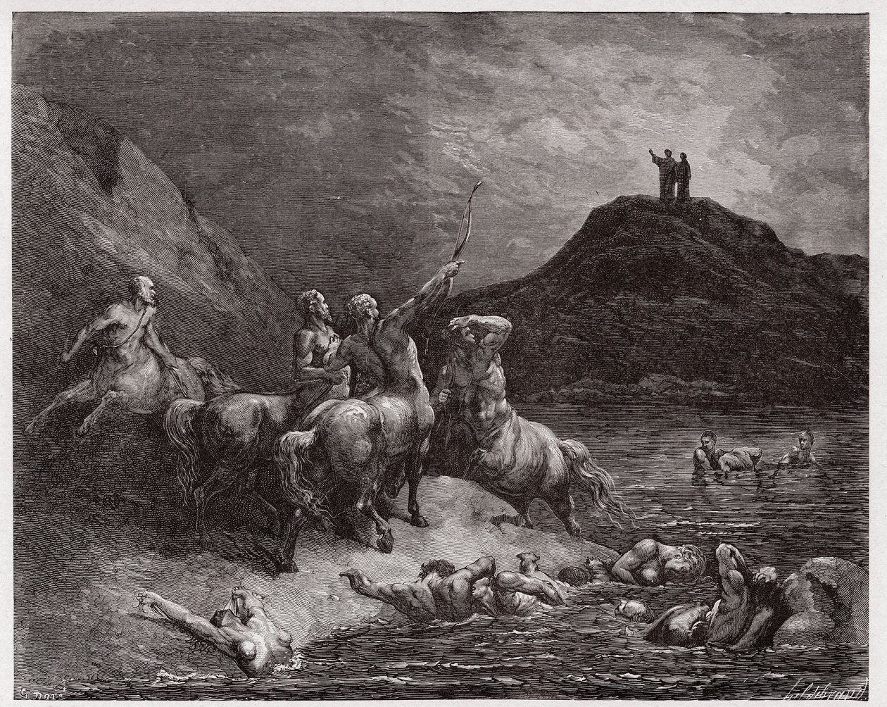 La Divina Commedia, Inferno, Canto 12: Nesso e i centauri - Illustrazione di Gustave Doré da Gustave Dore