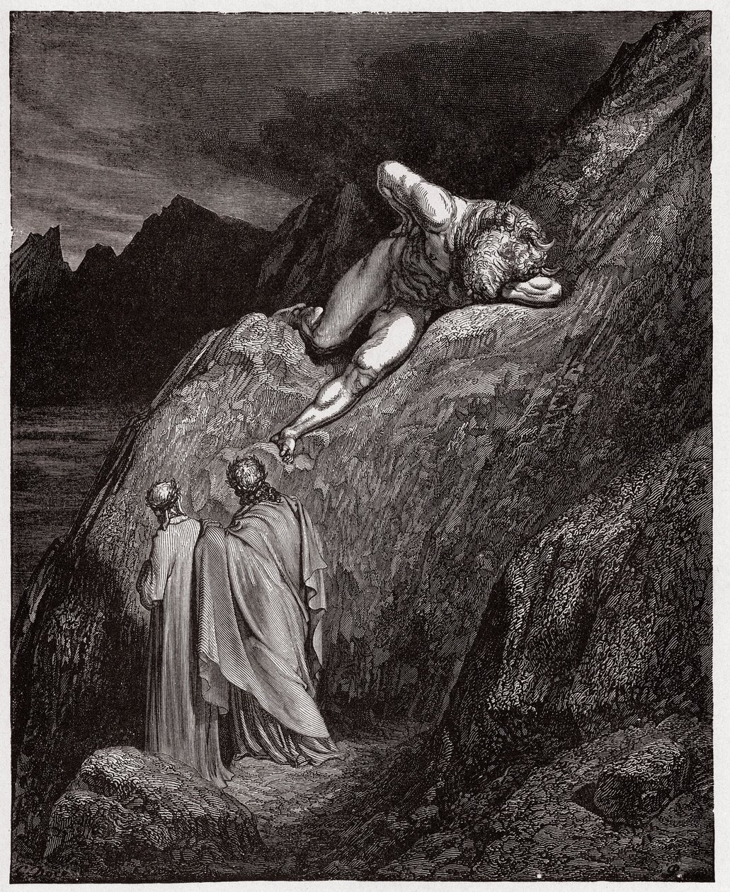 La Divina Commedia, Inferno, Canto 12: Il Minotauro sulla scogliera frantumata - di Dante Alighieri (1265-1321) - Illustrazione di Gustave Doré (1832-1883) da Gustave Dore