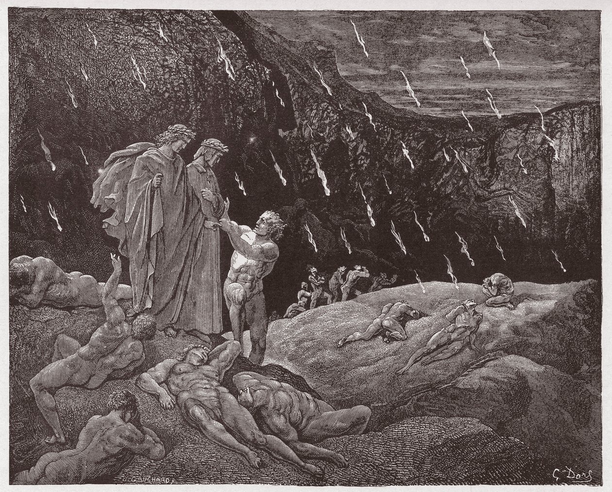 La Divina Commedia, Inferno, Canto 15: Brunetto Latini si rivolge a Dante - di Dante Alighieri (1265-1321) - Illustrazione di Gustave Doré (1832-1883) da Gustave Dore