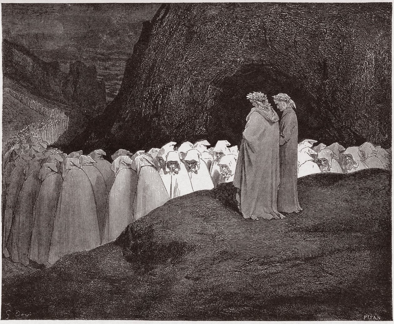 La Divina Commedia, Inferno, Canto 23: Gli ipocriti si rivolgono a Dante - di Dante Alighieri (1265-1321) - Illustrazione di Gustave Doré (1832-1883) da Gustave Dore
