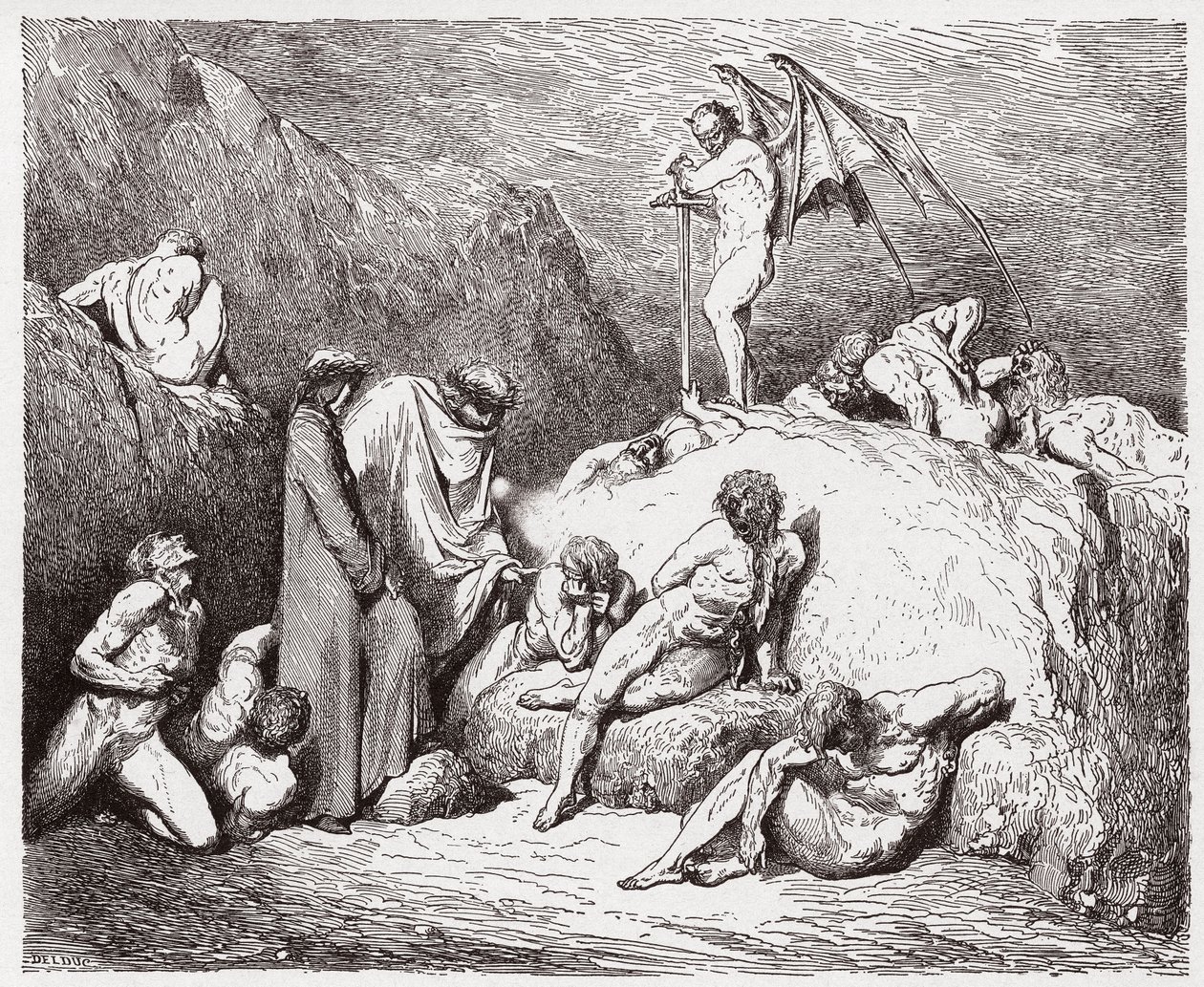 La Divina Commedia, Inferno, Canto 28: Seminatori di discordia mutilati nella nona bolgia - di Dante Alighieri (1265-1321) - Illustrazione di Gustave Doré (1832-1883) da Gustave Dore