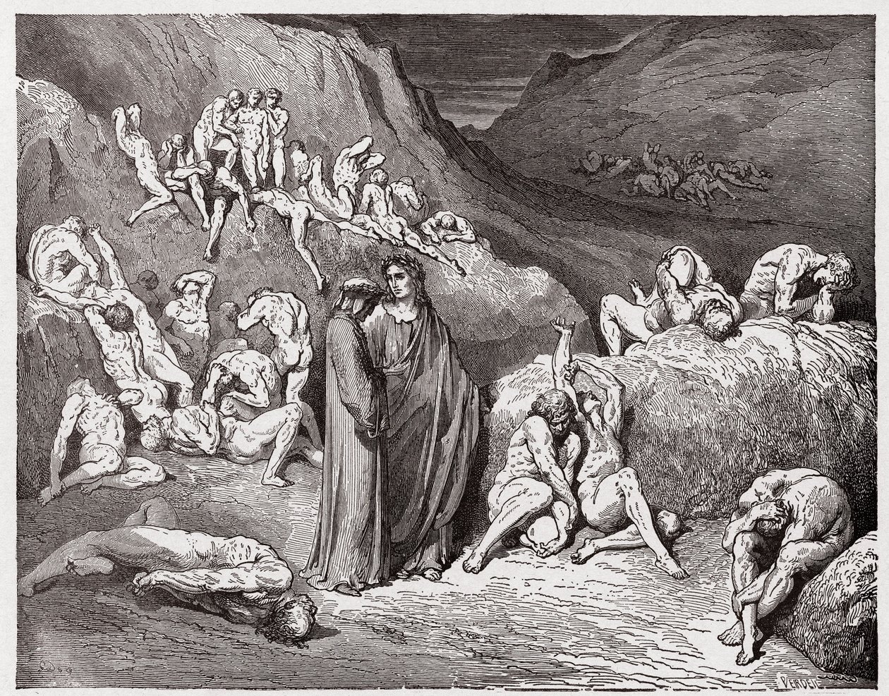 La Divina Commedia, Inferno, Canto 29: I falsari e i falsificatori tormentati dal prurito - di Dante Alighieri (1265-1321) - Illustrazione di Gustave Doré (1832-1883) da Gustave Dore