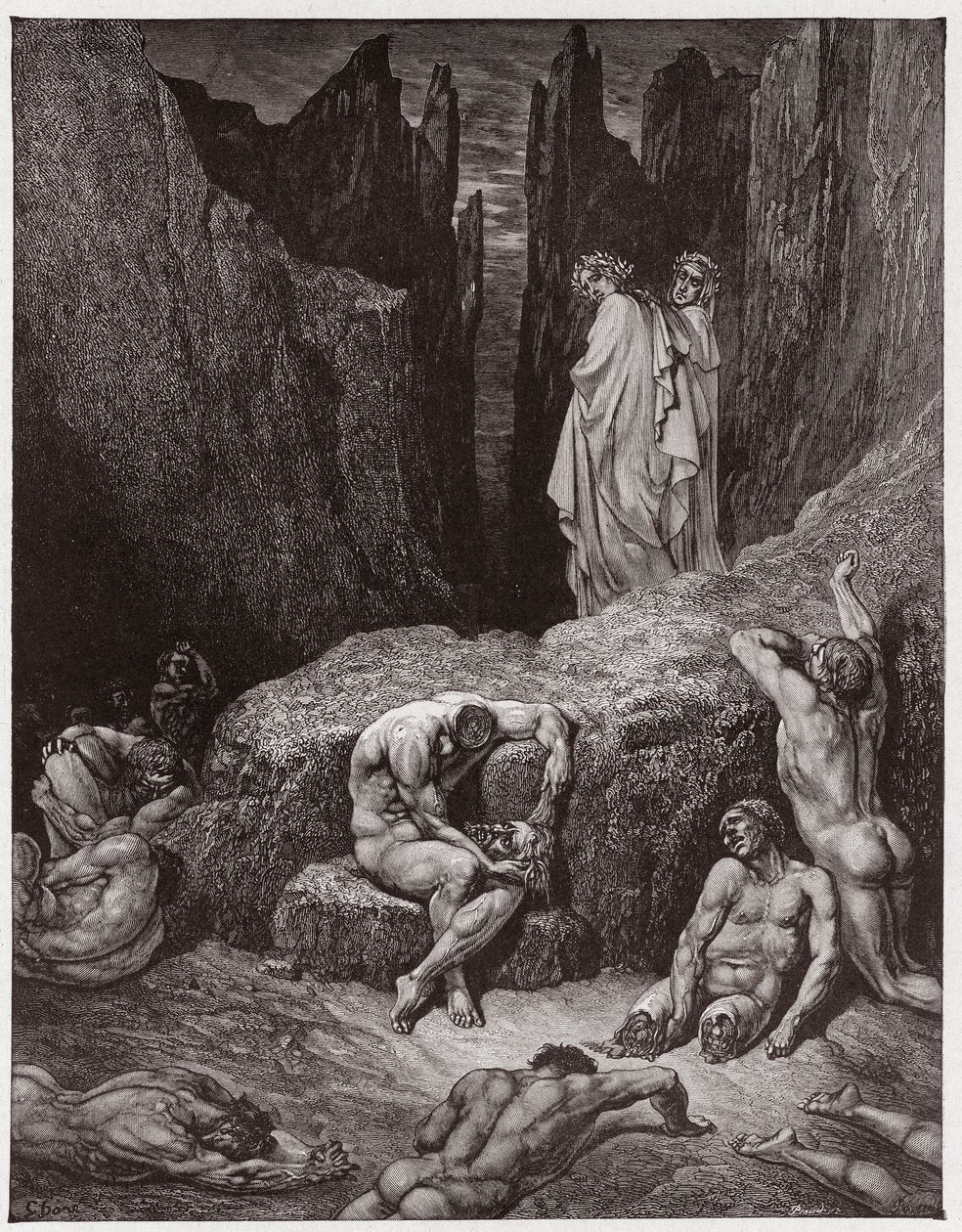 La Divina Commedia, Inferno, Canto 29: Virgilio rimprovera la curiosità di Dante - di Dante Alighieri (1265-1321) - Illustrazione di Gustave Doré (1832-1883) da Gustave Dore