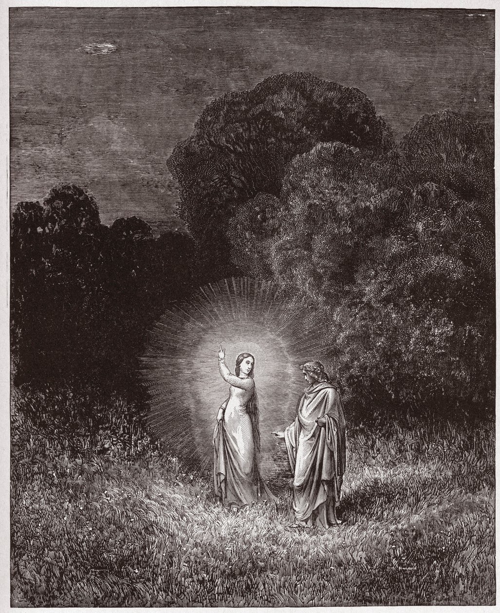 La Divina Commedia, Inferno, Canto 2: Beatrice e Virgilio - di Dante Alighieri (1265-1321) - Illustrazione di Gustave Dore (1832-1883) da Gustave Dore