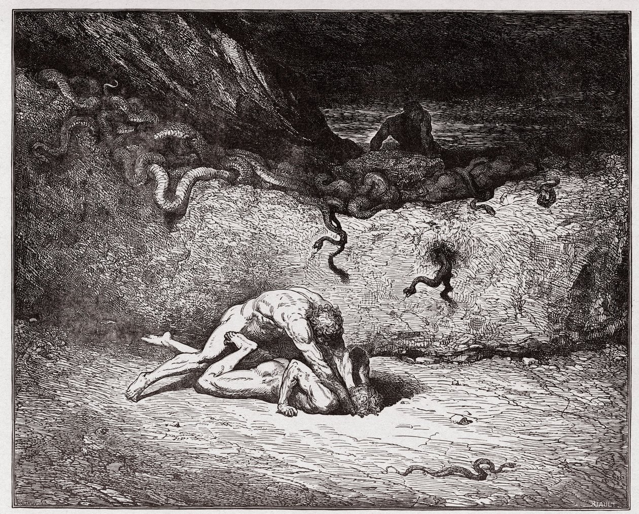 La Divina Commedia, Inferno, Canto 30: Il tormento dei falsari nella nona bolgia (Gianni Schicchi) - di Dante Alighieri (1265-1321) - Illustrazione di Gustave Doré (1832-1883) da Gustave Dore