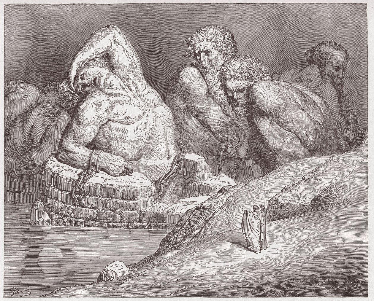 La Divina Commedia, Inferno, Canto 31: Efialte in catene tra i giganti - di Dante Alighieri (1265-1321) - Illustrazione di Gustave Doré (1832-1883). da Gustave Dore