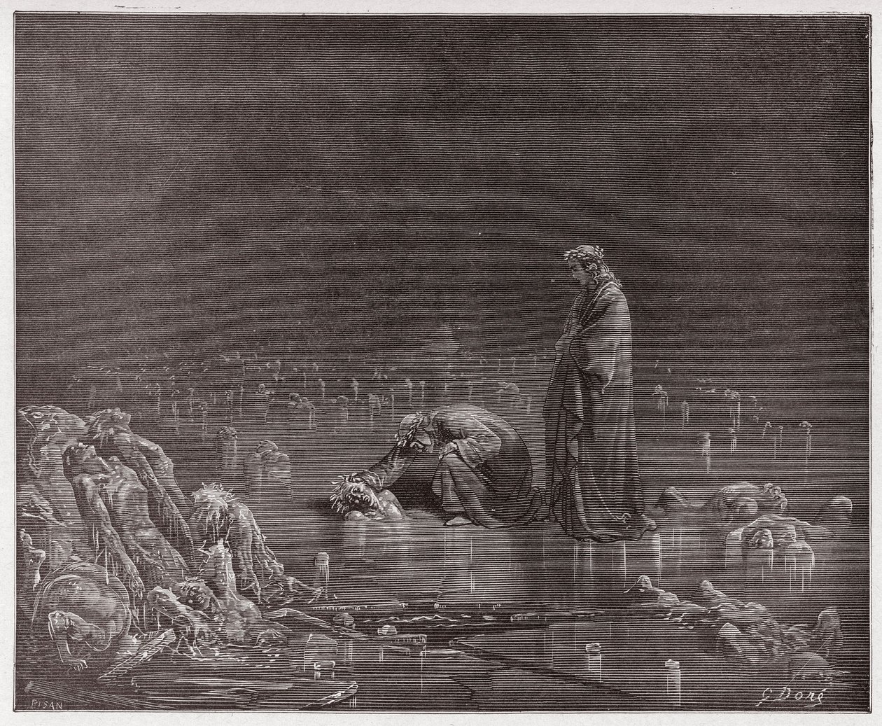 La Divina Commedia, Inferno, Canto 32: Dante si rivolge al traditore Bocca degli Abati - di Dante Alighieri (1265-1321) - Illustrazione di Gustave Doré (1832-1883). da Gustave Dore