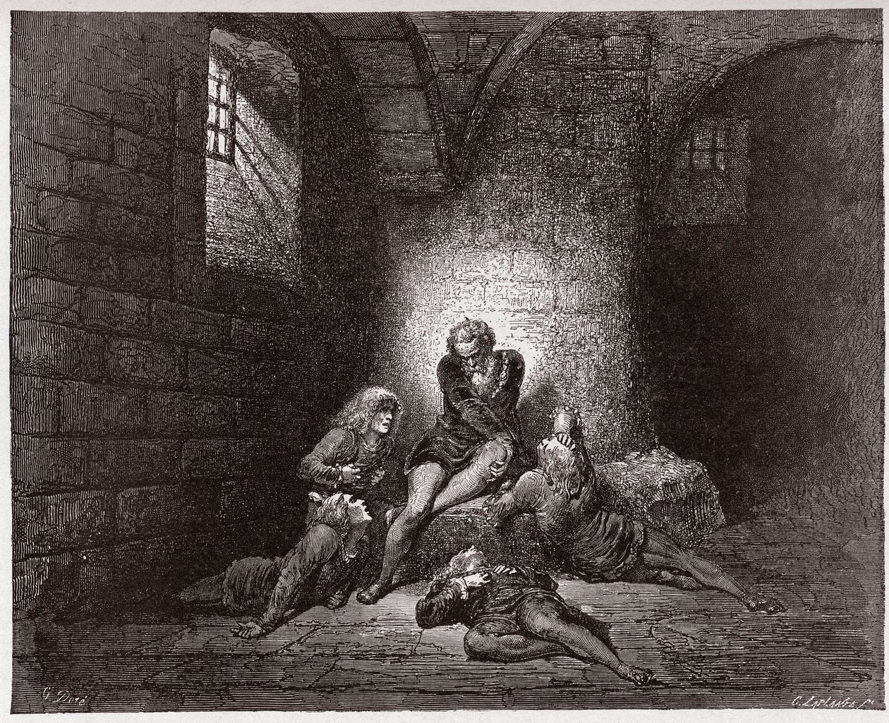 La Divina Commedia, Inferno, Canto 33: Ugolino e i suoi figli murati e affamati - di Dante Alighieri (1265-1321) - Illustrazione di Gustave Doré (1832-1883). da Gustave Dore