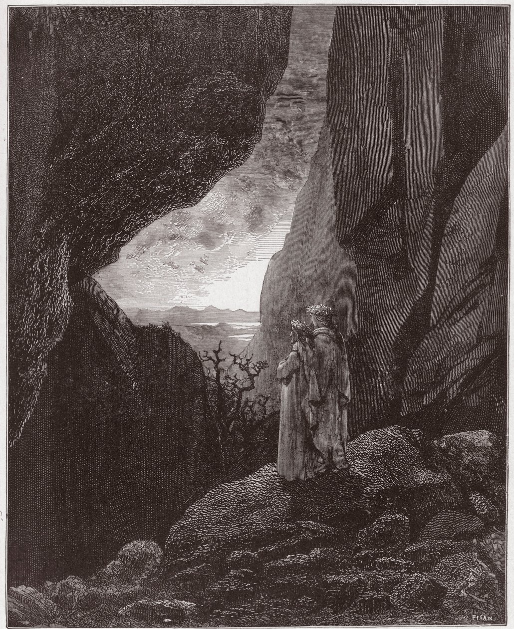 La Divina Commedia, Inferno, Canto 34: Virgilio e Dante ascendono al mondo superiore - di Dante Alighieri (1265-1321) - Illustrazione di Gustave Doré (1832-1883) da Gustave Dore