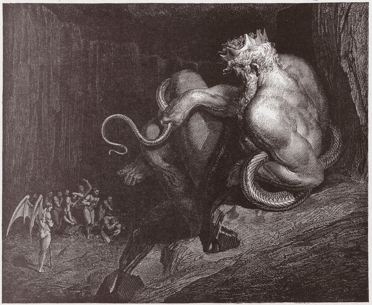 La Divina Commedia, Inferno, Canto 5: Minosse giudica le trasgressioni e spedisce le anime - di Dante Alighieri (1265-1321) - Illustrazione di Gustave Doré (1832-1883) da Gustave Dore