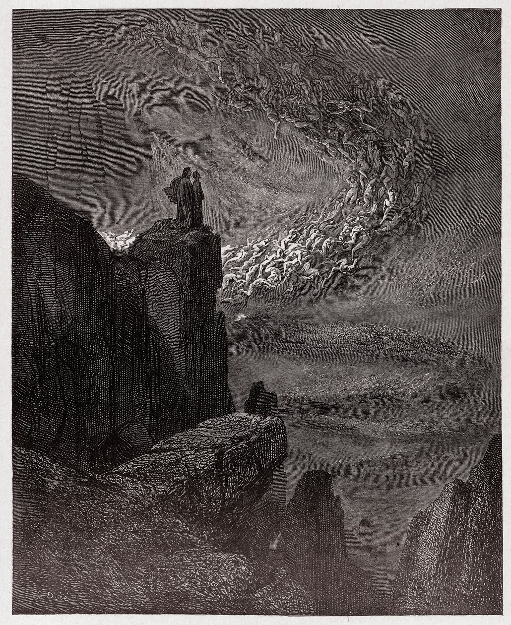 La Divina Commedia, Inferno, Canto 5: Minosse giudica le trasgressioni e spedisce le anime - di Dante Alighieri (1265-1321) - Illustrazione di Gustave Doré (1832-1883). da Gustave Dore