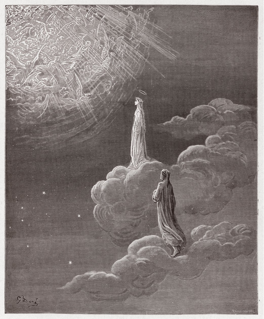 La Divina Commedia, Paradiso, Canto 14: Dante e Beatrice traslati nella sfera di Marte - di Dante Alighieri (1265-1321) - Illustrazione di Gustave Doré (1832-1883) da Gustave Dore