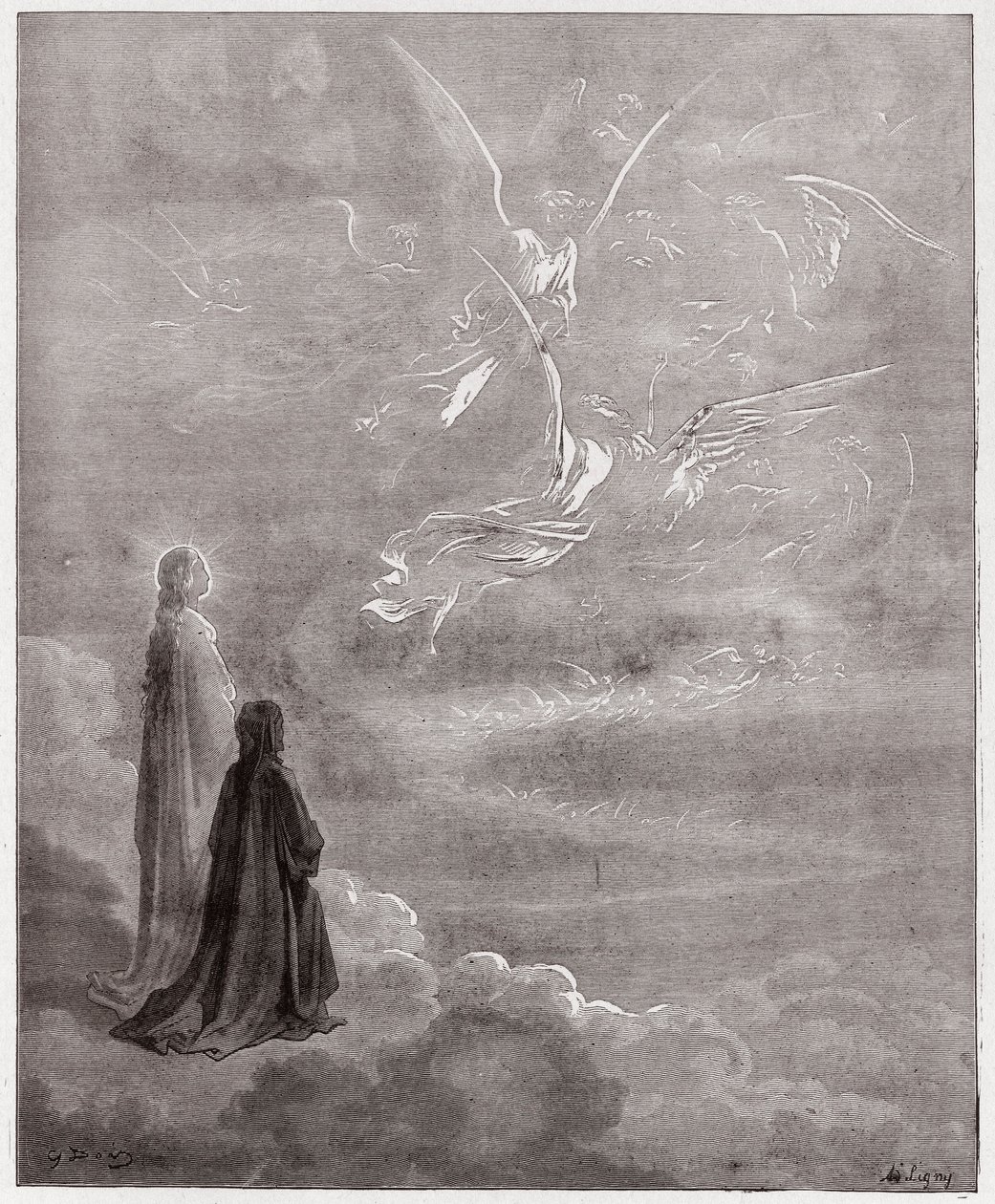 La Divina Commedia, Paradiso, Canto 18: Dante e Beatrice traslati nella sfera di Giove - di Dante Alighieri (1265-1321) - Illustrazione di Gustave Doré (1832-1883) da Gustave Dore