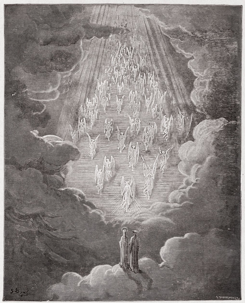 La Divina Commedia, Paradiso, Canto 21: Beatrice e Dante nella sfera di Saturno - di Dante Alighieri (1265-1321) - Illustrazione di Gustave Doré (1832-1883) da Gustave Dore