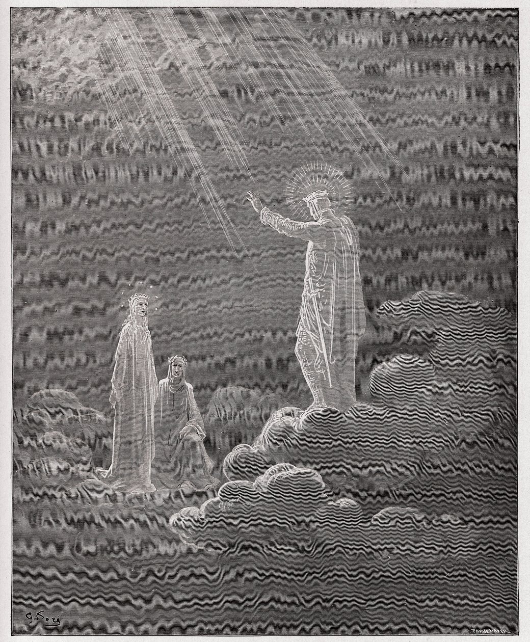 La Divina Commedia, Paradiso, Canto 8: Carlo Martello si rivolge a Dante e Beatrice - di Dante Alighieri (1265-1321) - Illustrazione di Gustave Doré (1832-1883) da Gustave Dore
