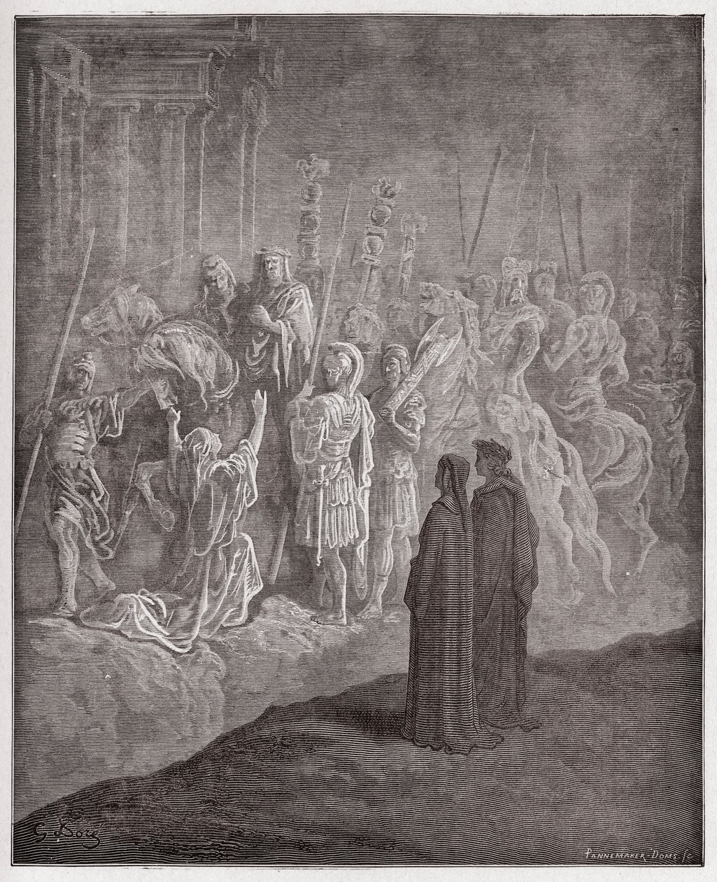 La Divina Commedia, Purgatorio, Canto 10: Le sculture di marmo che rappresentano l