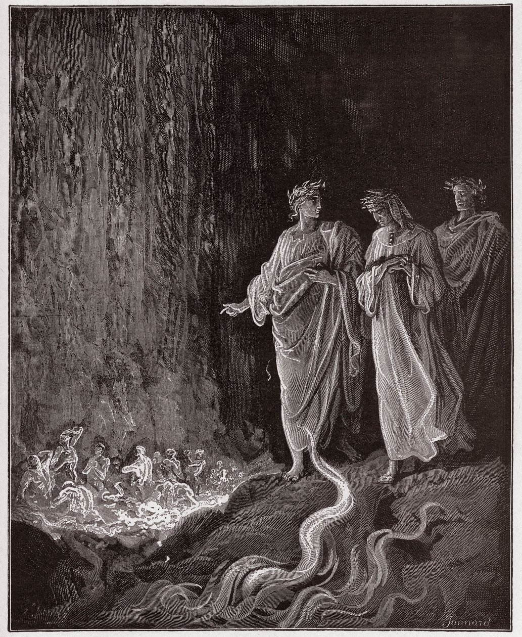 La Divina Commedia, Purgatorio, Canto 25: I poeti nel settimo cerchio - di Dante Alighieri (1265-1321) - Illustrazione di Gustave Doré (1832-1883) da Gustave Dore