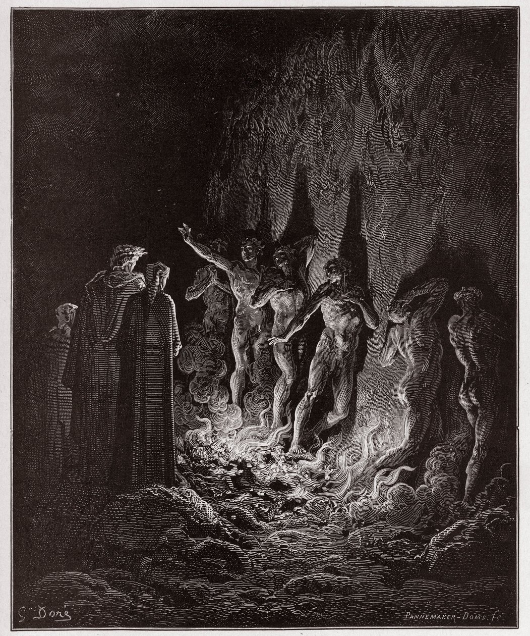 La Divina Commedia, Purgatorio, Canto 25: I lussuriosi passano attraverso il fuoco nel settimo cerchio - di Dante Alighieri (1265-1321) - Illustrazione di Gustave Doré (1832-1883). da Gustave Dore