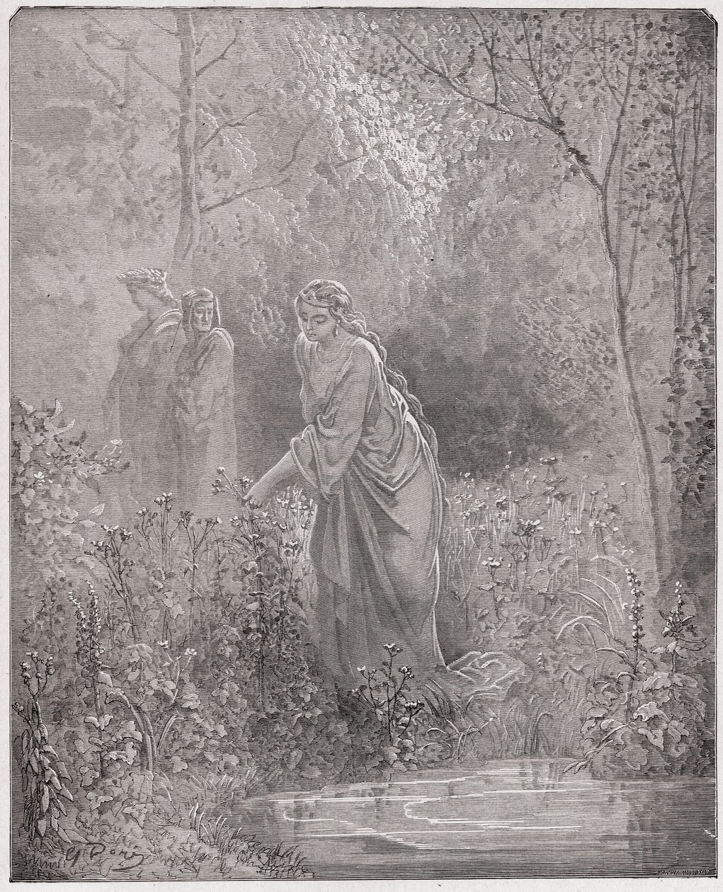 La Divina Commedia, Purgatorio, Canto 27: Il sogno di Dante di Lia nel prato - di Dante Alighieri (1265-1321) - Illustrazione di Gustave Doré (1832-1883) da Gustave Dore
