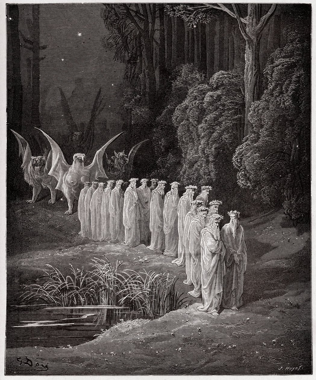 La Divina Commedia, Purgatorio, Canto 29: I 24 anziani nella processione apocalittica - di Dante Alighieri (1265-1321) - Illustrazione di Gustave Doré (1832-1883) da Gustave Dore