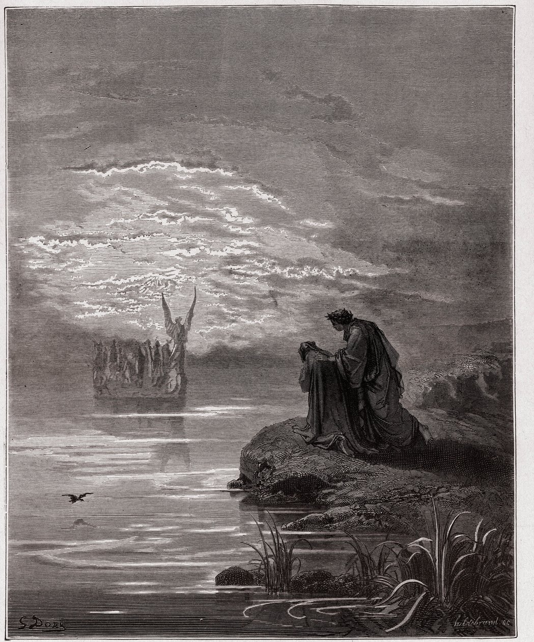 La Divina Commedia, Purgatorio, Canto 2: Dante si inchina davanti all