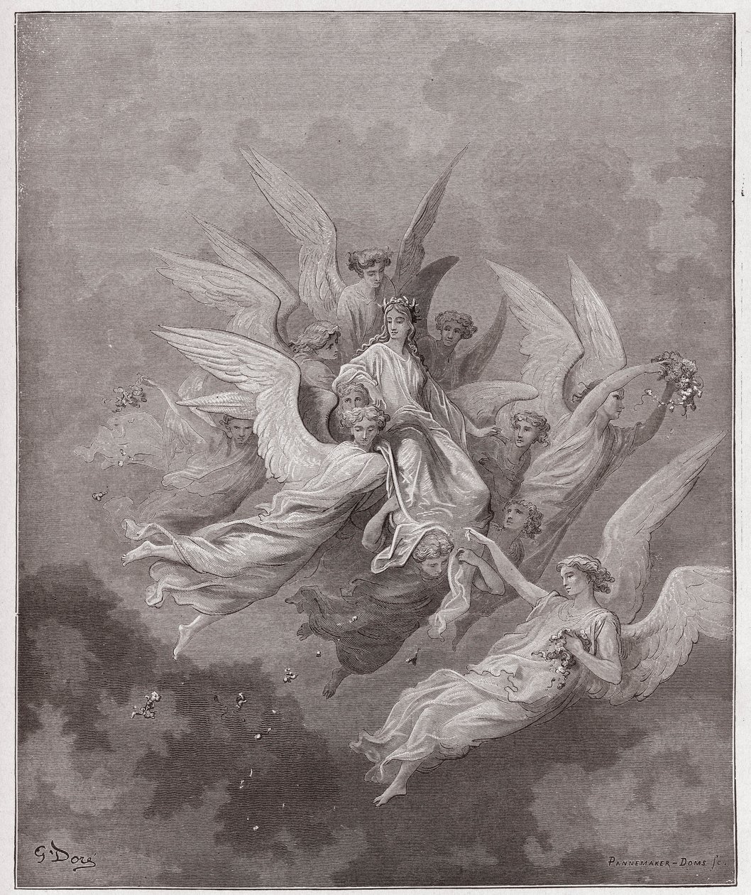 La Divina Commedia, Purgatorio, Canto 30: Beatrice tra gli angeli - di Dante Alighieri (1265-1321) - Illustrazione di Gustave Doré (1832-1883). da Gustave Dore