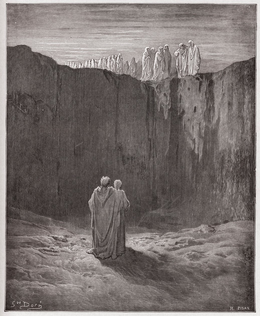La Divina Commedia, Purgatorio, Canto 3: La compagnia delle anime sulla scogliera - di Dante Alighieri (1265-1321) - Illustrazione di Gustave Doré (1832-1883) da Gustave Dore