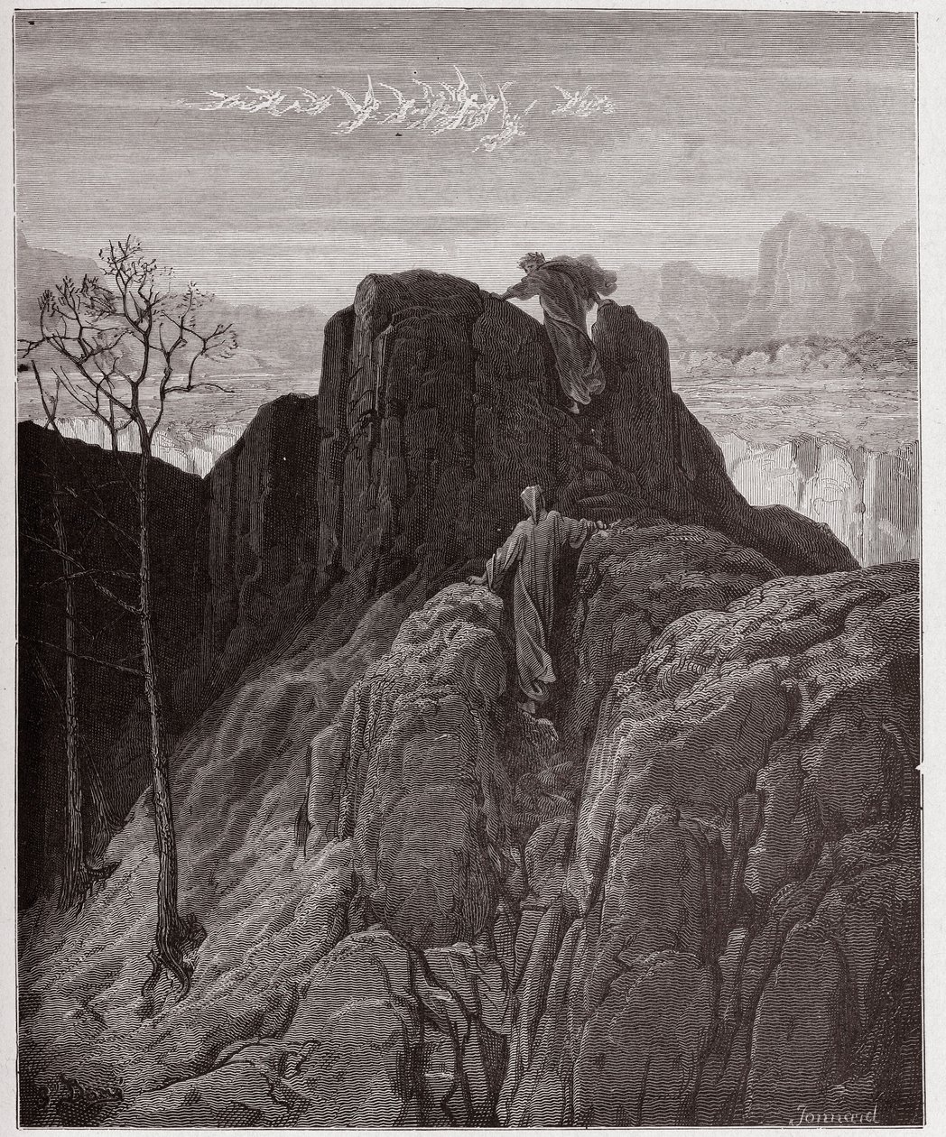 La Divina Commedia, Purgatorio, Canto 4: Virgilio guida Dante su per il ripido pendio - di Dante Alighieri (1265-1321) - Illustrazione di Gustave Doré (1832-1883). da Gustave Dore