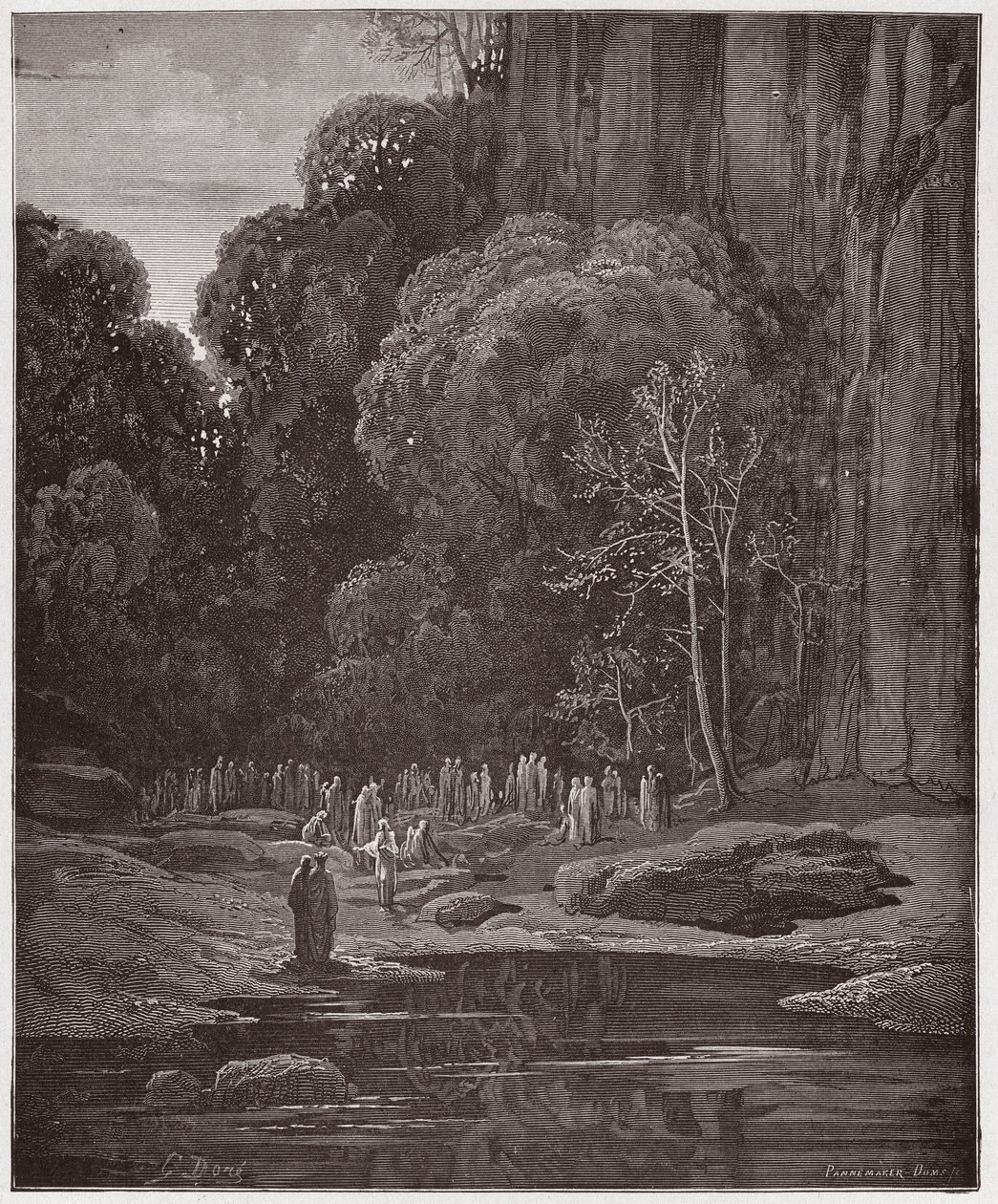 La Divina Commedia, Purgatorio, Canto 5: I penitenti tardivi cantano il Miserere - di Dante Alighieri (1265-1321) - Illustrazione di Gustave Doré (1832-1883). da Gustave Dore