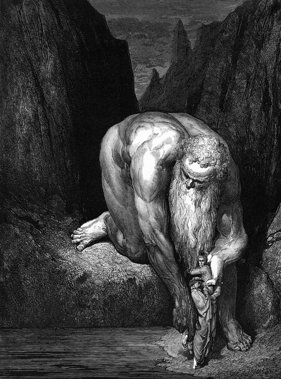 La Divina Commedia, di Dante: Il gigante Anteo da Gustave Dore