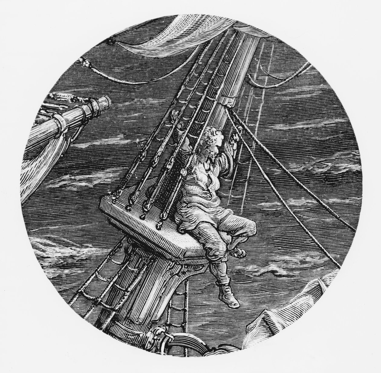 Il marinaio in alto sul ponte della nave, scena da 