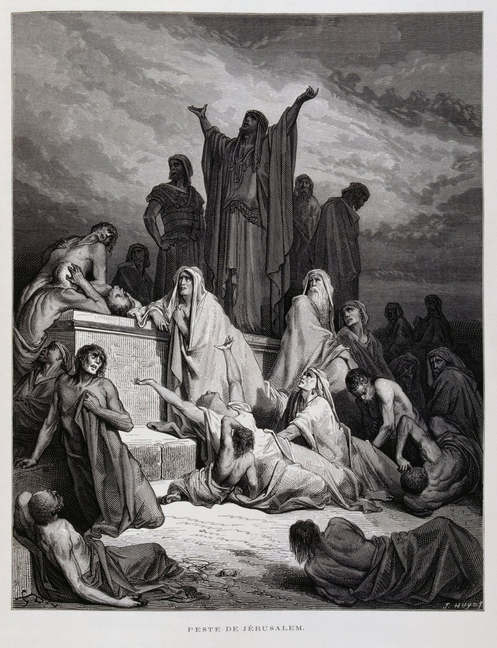 La peste colpisce Gerusalemme, illustrazione dalla Bibbia di Doré da Gustave Dore