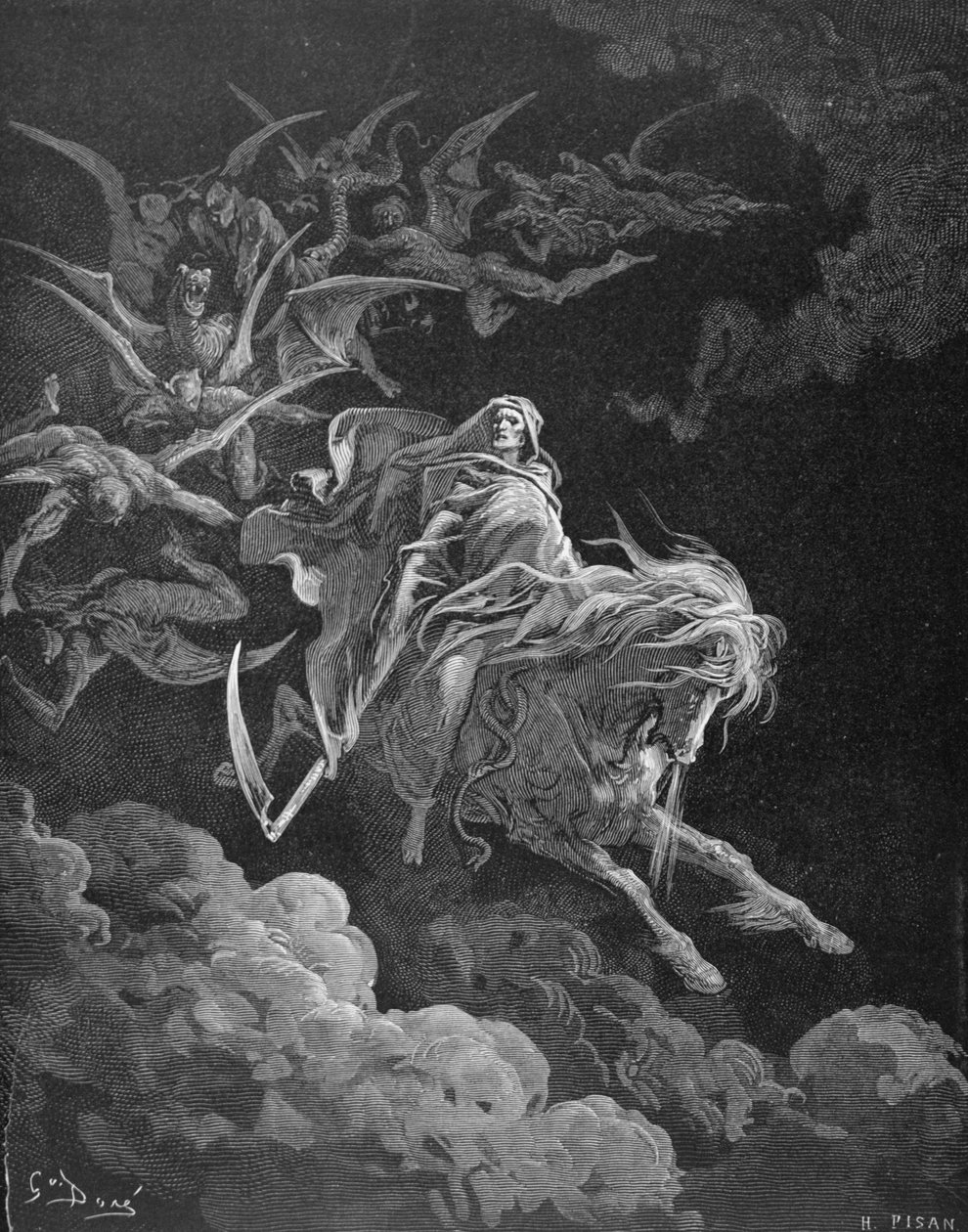 La visione della morte, inciso da Heliodore Joseph Pisan c.1868 da Gustave Dore