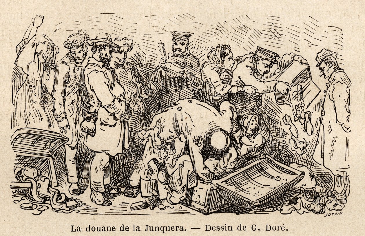 Le dogane della Junquera da Gustave Dore