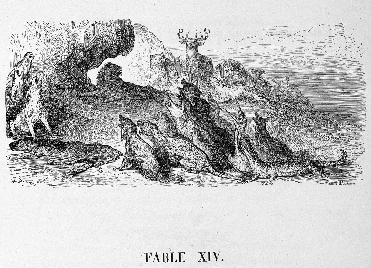 Il funerale della leonessa - in "Favole" di La Fontaine, ill. di Doré da Gustave Dore