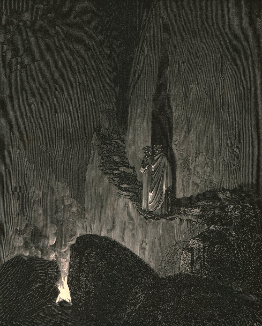 La guida, che notò come guardavo attentamente, iniziò così, c1890 da Gustave Dore