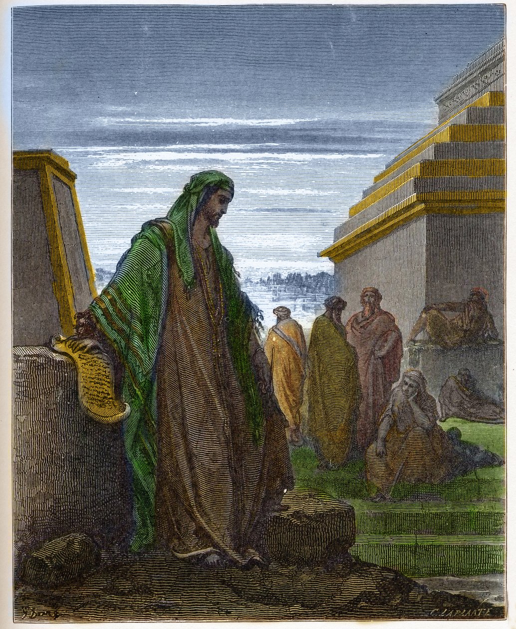 Il profeta Daniele - incisione in "La Bibbia illustrata" di Gustave Doré (1832-1883) - Incisione da "La Bibbia di Doré" da Gustave Dore