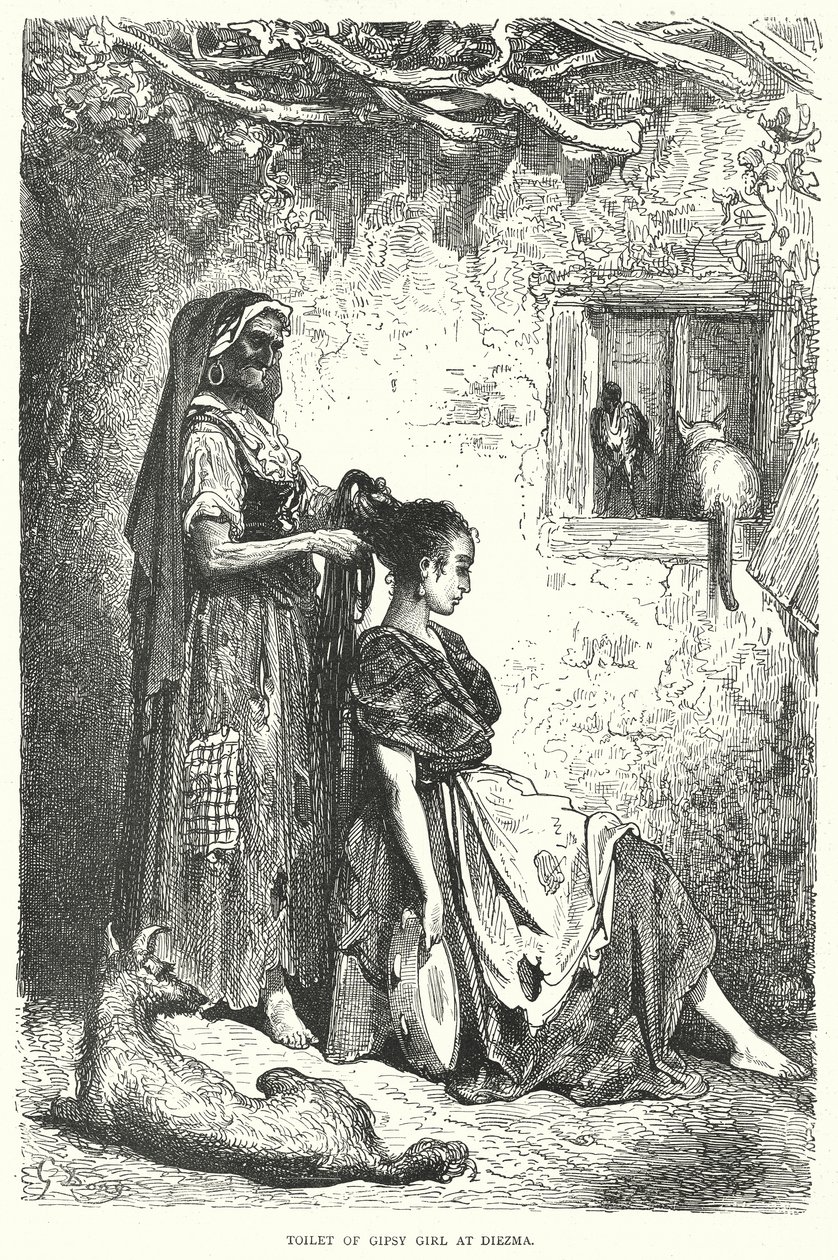 Toilette di una zingara a Diezma (incisione) da Gustave Dore