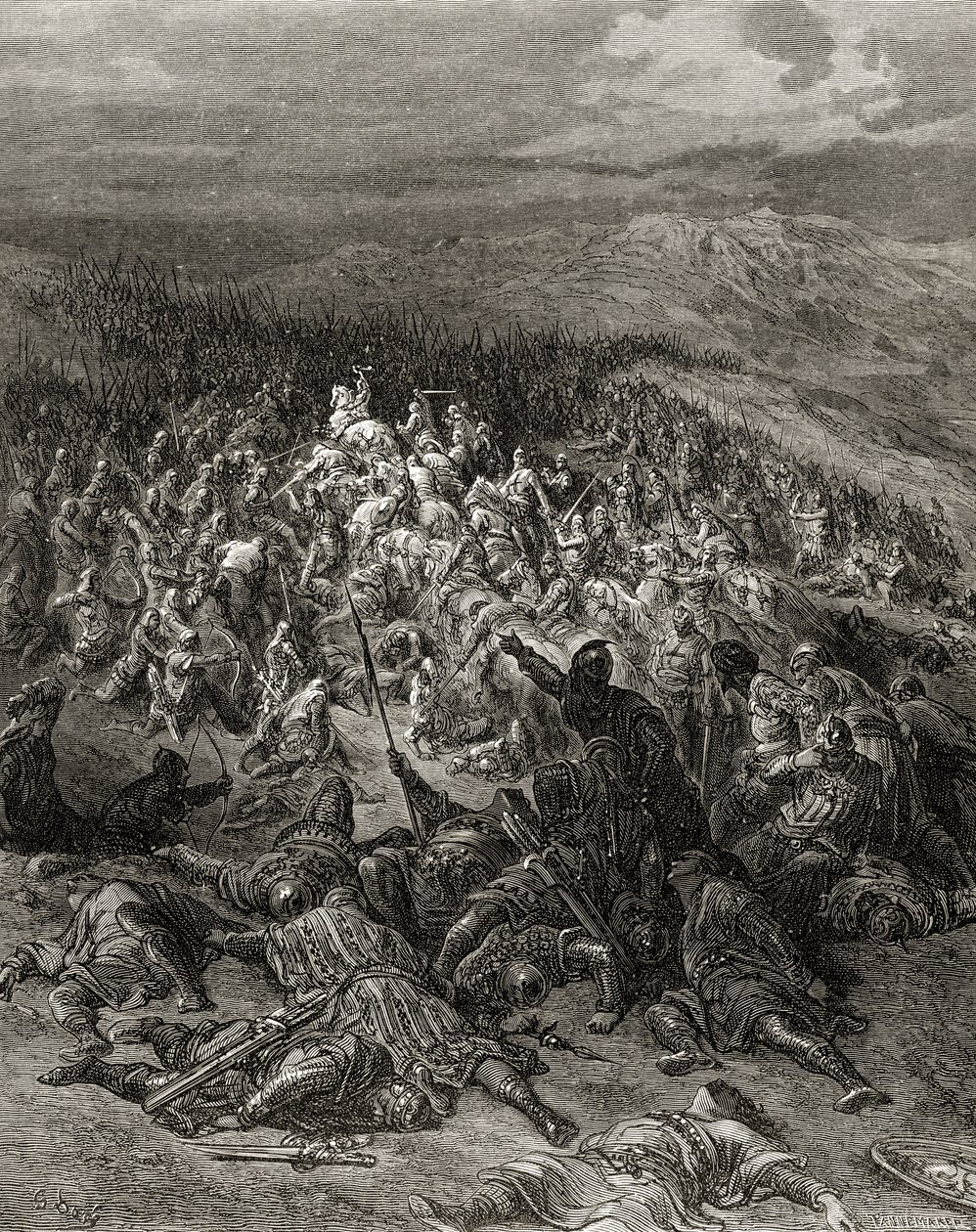 Duecento cavalieri attaccano ventimila saraceni, illustrazione da 