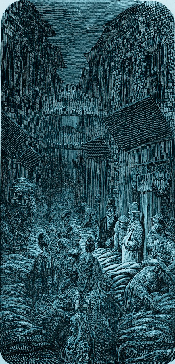 Mercato del pesce vittoriano, incisione di Gustave Doré da Gustave Dore