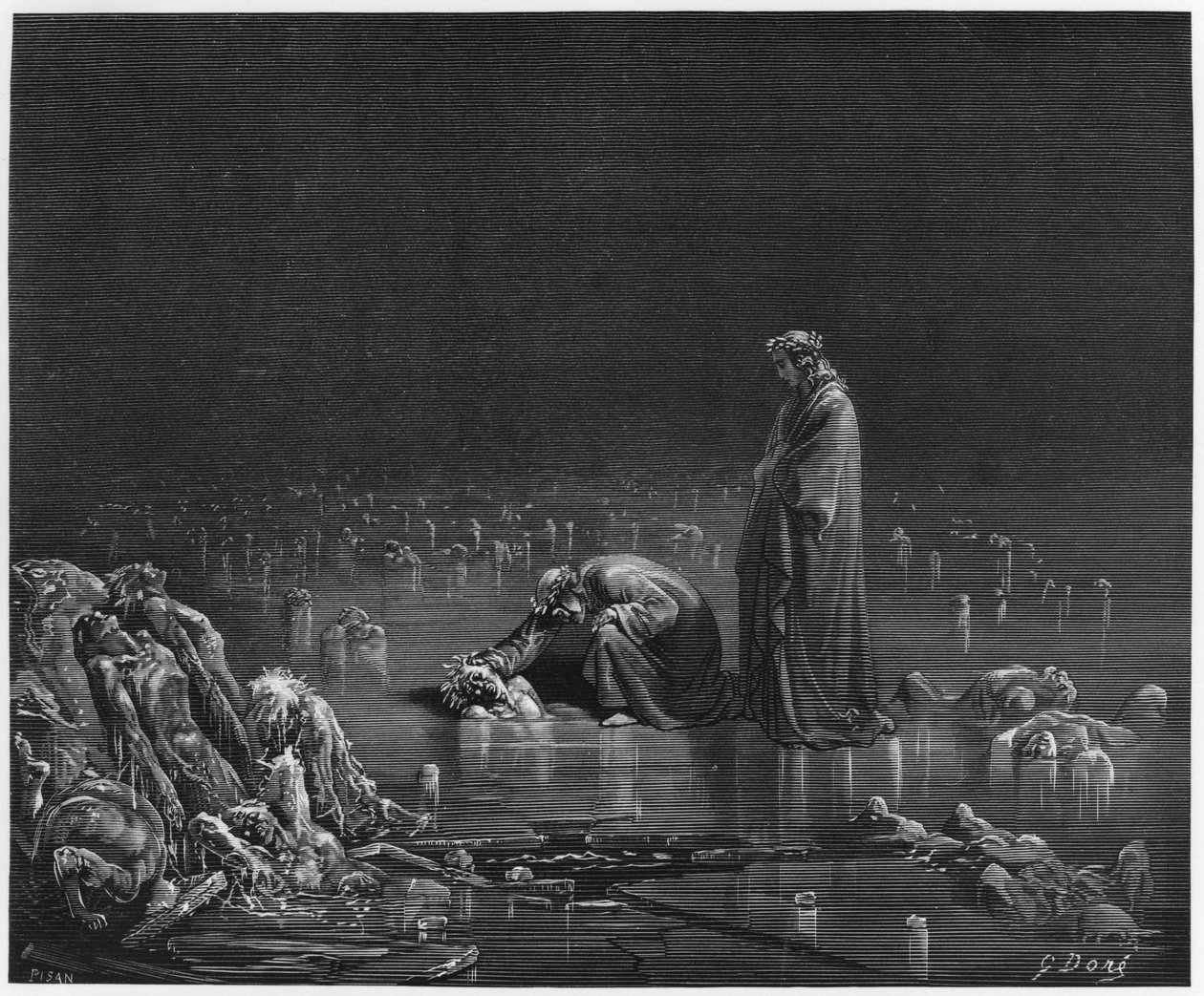 Virgilio (70-19 a.C.) e Dante, illustrazione da 