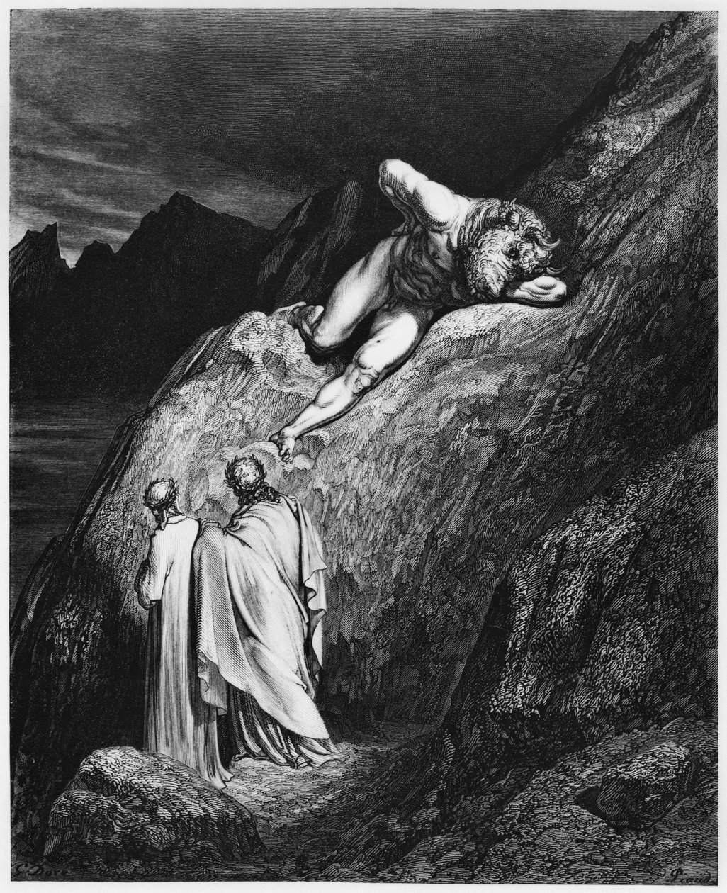 Virgilio (70-19 a.C.) e Dante, illustrazione da 