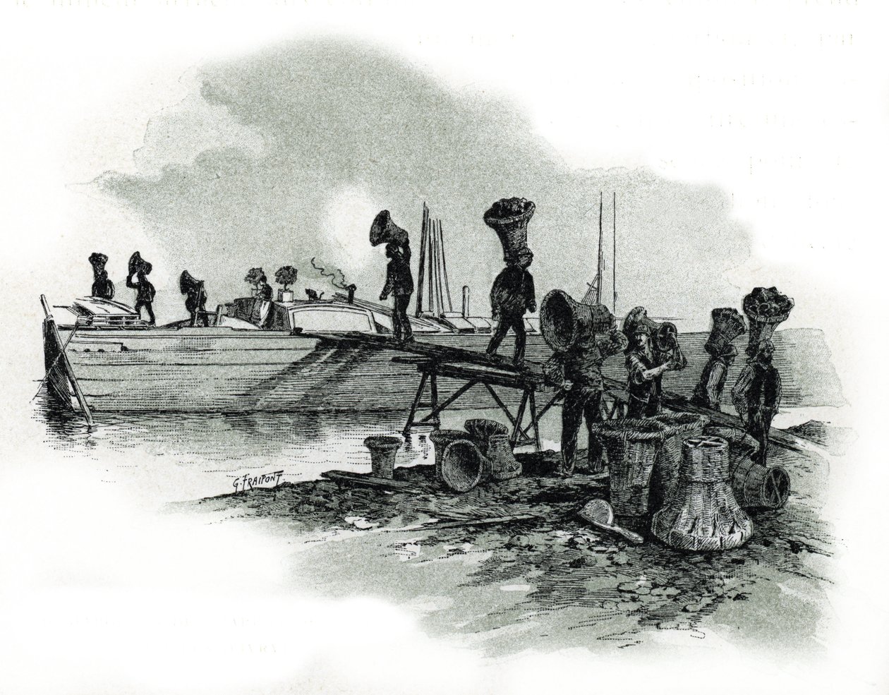 Scaricatori di carbone alle forge di Ivry-sur-Seine. Disegno di Gustave Fraipont (1849-1923) tratto da Saint-Juirs da Gustave Fraipont