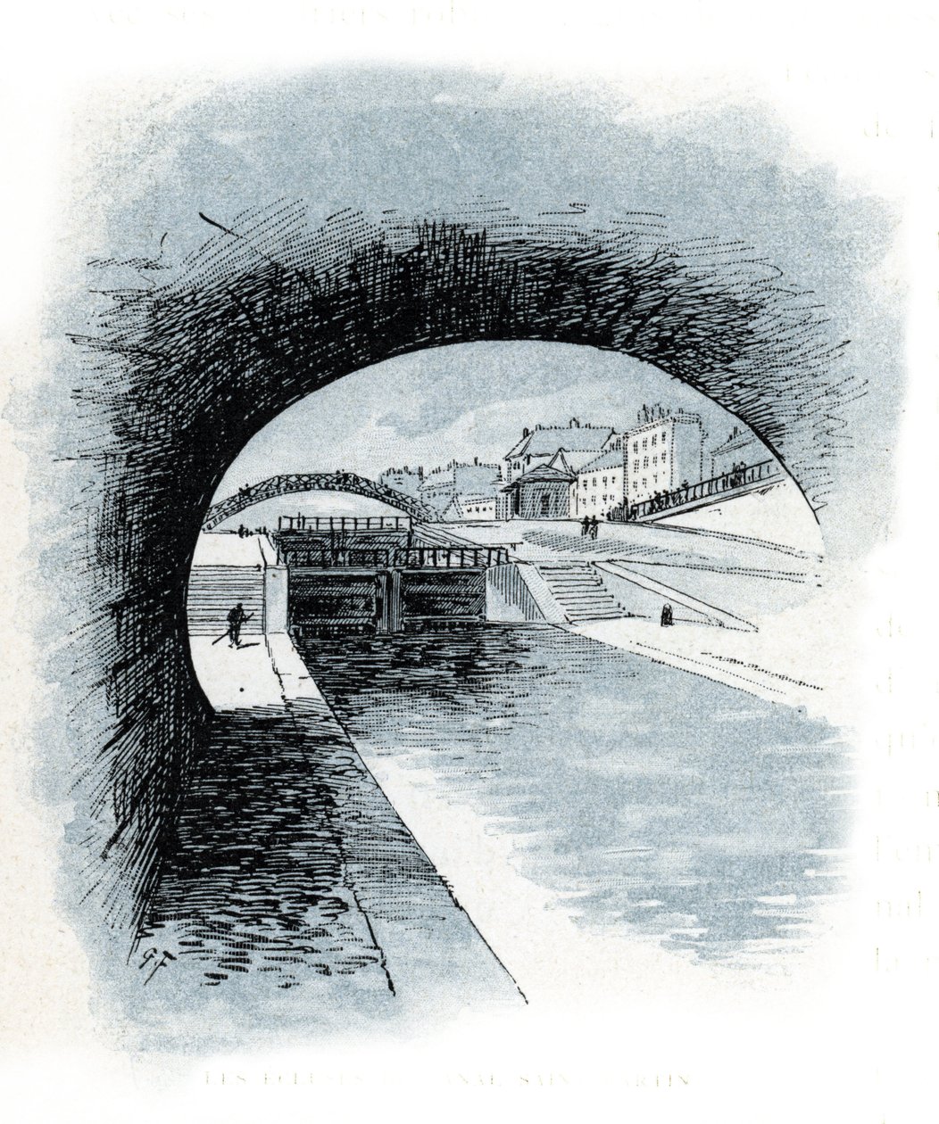 Le chiuse del canale Saint-Martin, Parigi da Gustave Fraipont