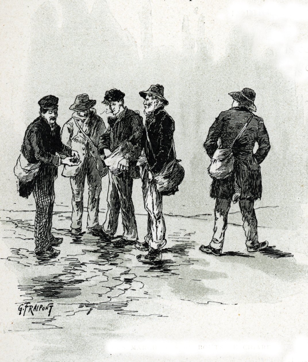 I mercanti di mozziconi di sigaro nel quartiere Maubert, Parigi. Disegno di Gustave Fraipont (1849-1923) tratto da 